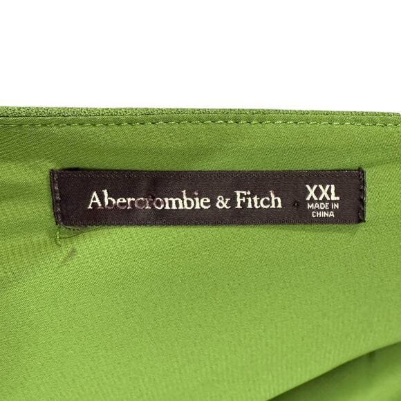 Abercrombie & Fitch Sz XXL Plunge Neck Midi Dress Green High Slit Wedding Guest - Picture 7 of 12